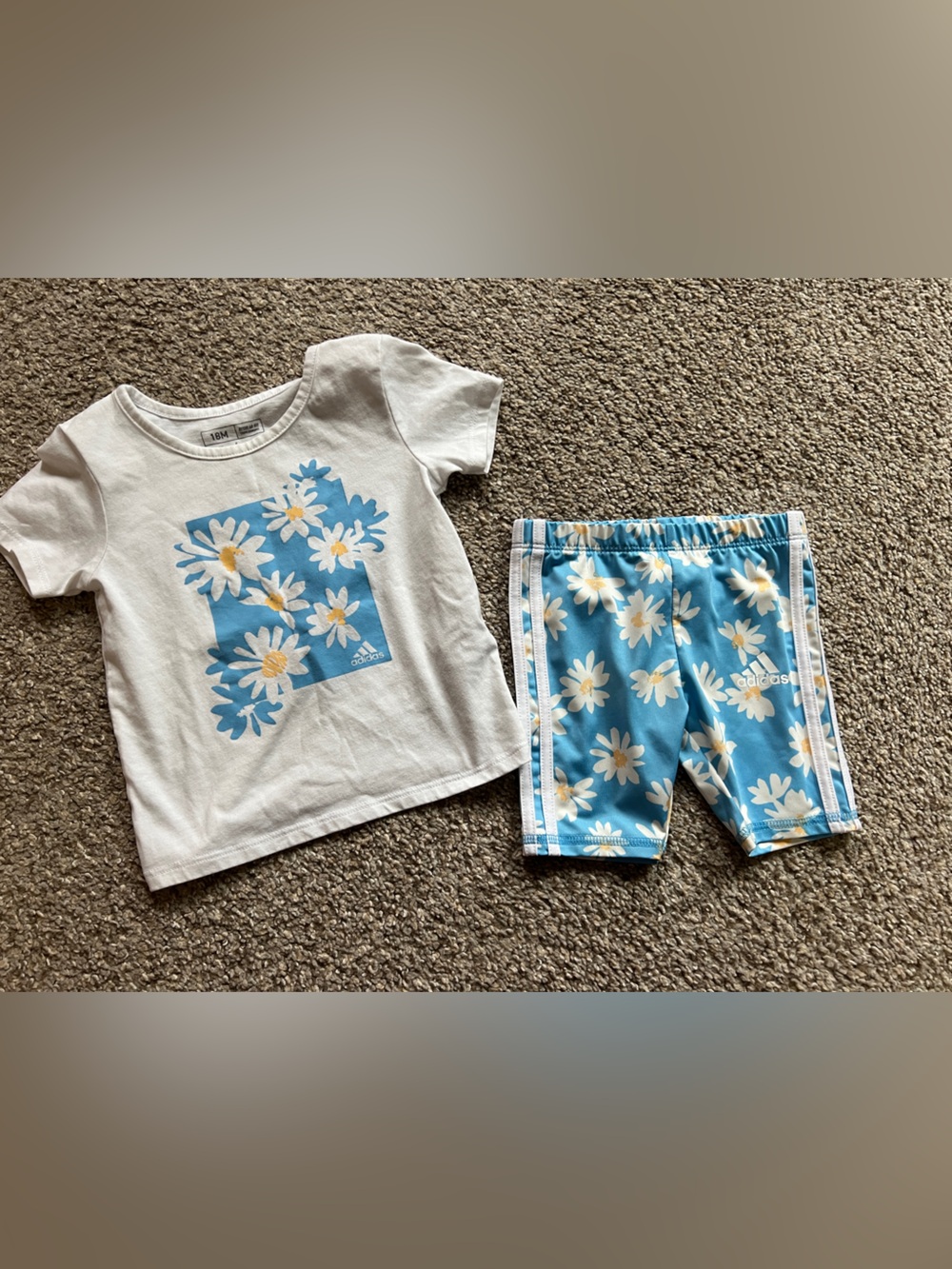 Adidas girls blue+ white matching outfit set 18 months B1G1 50% off